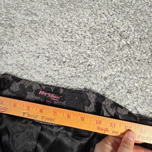 Betsey Johnson Jacket Womens 2 Black Brocade Peplum Runway Gothic Chic - Picture 15 of 16